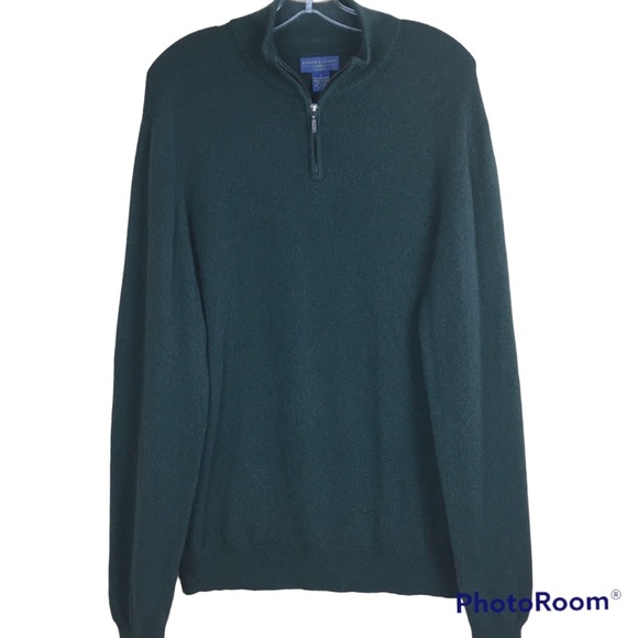 Joseph & Lyman Men's Green Cashmere 1/4-zip Mock-Neck Sweater Pullover Sz L - Picture 4 of 8